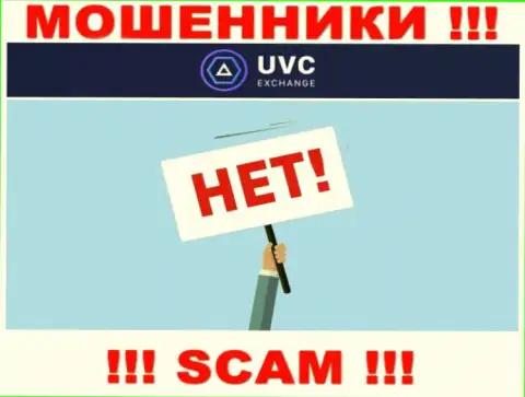 На веб-сайте мошенников UVC Exchange не имеется ни единого слова о регуляторе компании