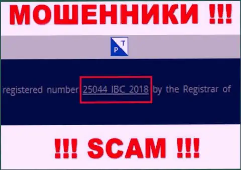 Номер регистрации организации Plaza Trade, возможно, что ненастоящий - 25044 IBC 2018