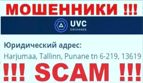 UVC Exchange - это мошенническая контора, которая прячется в офшорной зоне по адресу: Harjumaa, Tallinn, Punane tn 6-219, 13619