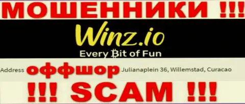 Незаконно действующая компания Winz Casino пустила корни в оффшорной зоне по адресу: Julianaplein 36, Willemstad, Curaçao, будьте осторожны