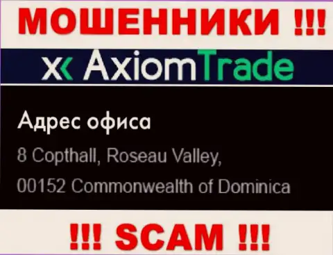 Организация Axiom Trade находится в офшоре по адресу 8 Copthall, Roseau Valley, 00152 Commonwealth of Dominika - явно internet-махинаторы !!!