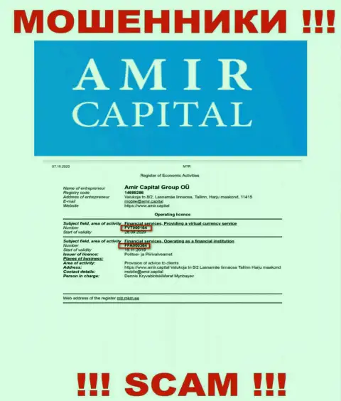 АмирКапитал размещают на сайте лицензионный документ, несмотря на этот факт бессовестно обворовывают лохов