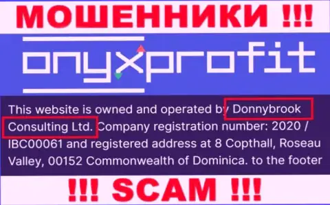 Юридическое лицо конторы Оникс Профит - это Доннибрук Консалтинг Лтд, информация взята с официального портала