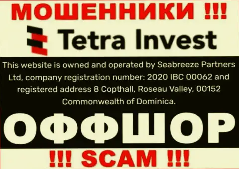 На сервисе разводил Тетра Инвест сказано, что они находятся в оффшорной зоне - 8 Copthall, Roseau Valley, 00152 Commonwealth of Dominica, будьте внимательны
