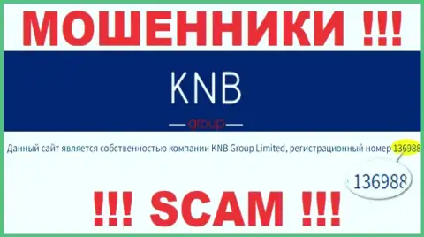 Регистрационный номер конторы, управляющей KNB Group - 136988