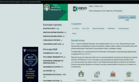 Материал об условиях совершения сделок форекс дилера KIEXO, размещенный на веб-портале directory financemagnates com