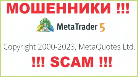Юридическим лицом Мета Трейдер 5 является - MetaQuotes Ltd